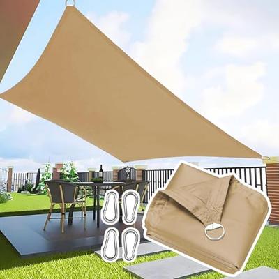 YEZOND Waterproof Sunshade, 2M*4M, Beige, Sun Shade, Rain Protection, Blackout Netting for Outdoor Gardens, Balconies, Privacy Screen, D-Shaped Metal
