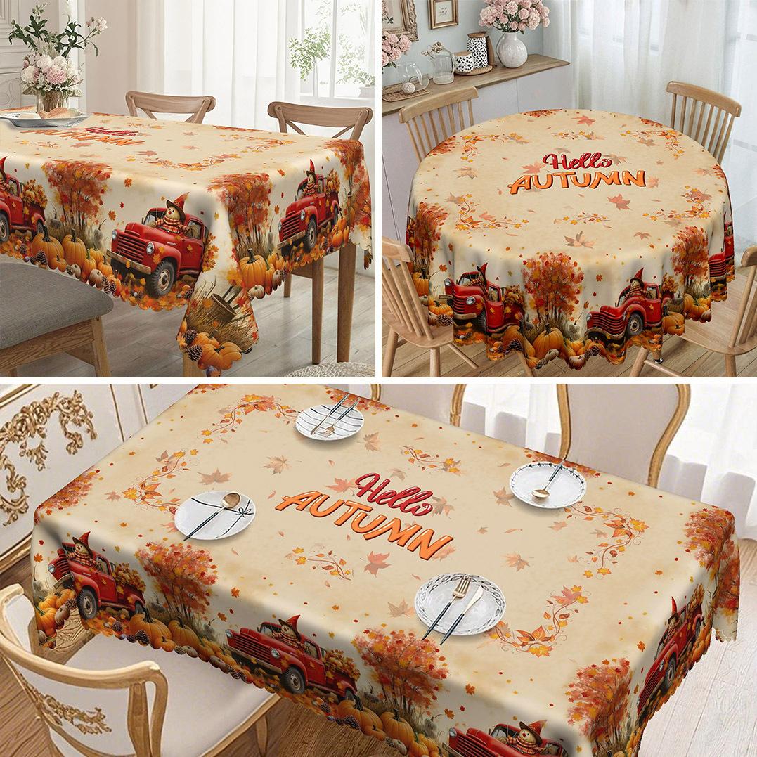 

Vintage Sunflower Checkered Rectangular Tablecloth | Rustic Pastoral Round Table Cloth For Picnic Parties. round tablecloth-152x152cm