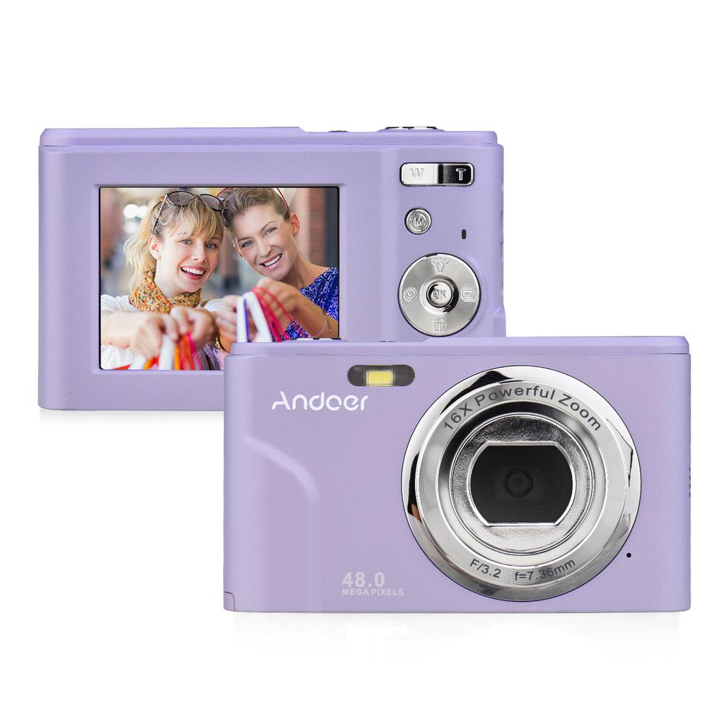 Andoer Portable Digital Camera 48MP 1080P 2.4-inch IPS Screen 16X Zoom Auto Focus Self-Timer Face