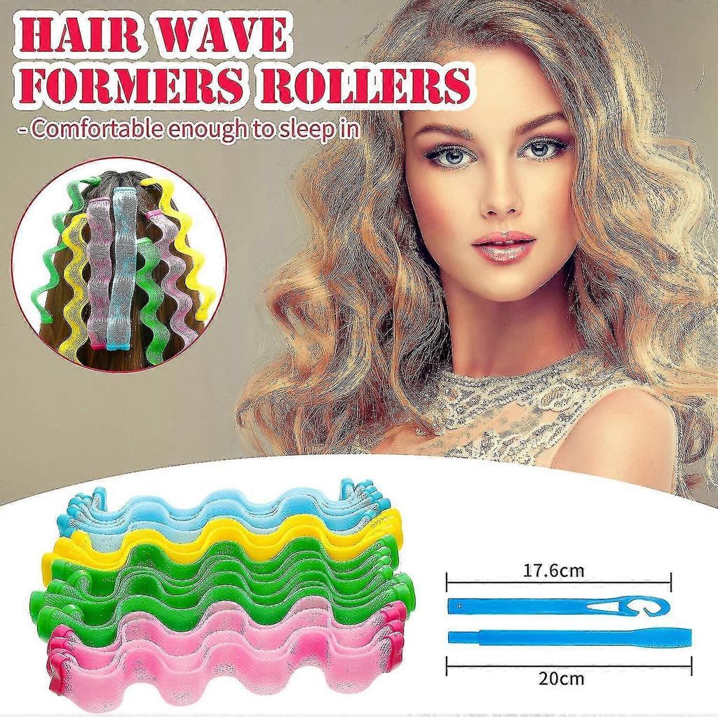 28 Pcs Hair Curlers Spiral Curls No Heat Wave With 2 Pcs Styling Hooks