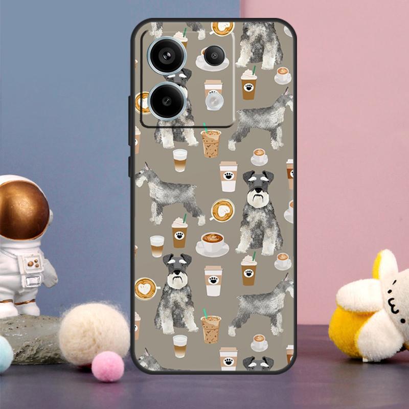 Cartoon Schnauzer Dog Case For Xiaomi Redmi Note 13 11 9 10 12 Pro Plus 12S 11S 10S 9S Redmi 12 10C 12C 13C Cover