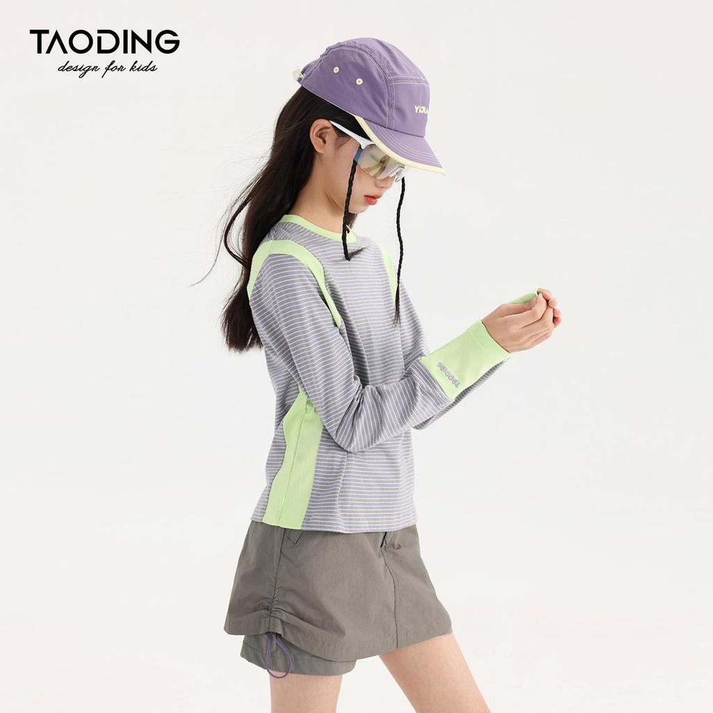 Tao Town Mädchen Herbst Gestreiftes Langarm-T-Shirt - Lässige Mode Basisschicht für Kinder