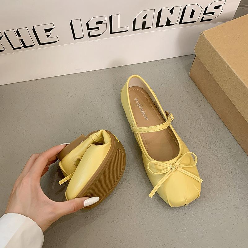 Ballet Mary Jane French small single shoes women's 2025 summer new bow soft sole shallow mouth with skirt flat shoes