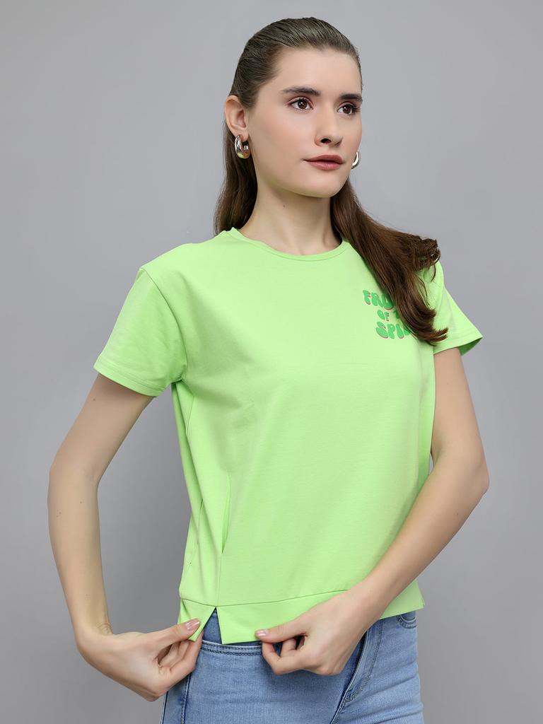MONTE CARLO Women Regular Fit Fluorescent Green Top