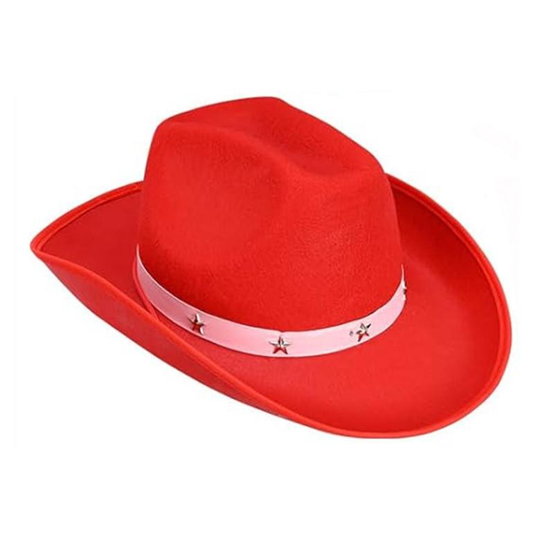 Cowboy Hat With Pink Star Rivets Costume Accessory For Parties