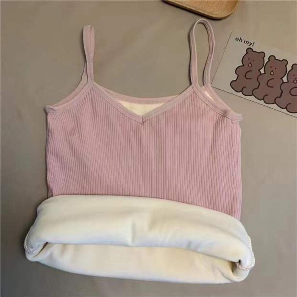 Korean Style Women's Velvet Thickened Self-Heating Camisole - Slimming Winter Base Layer