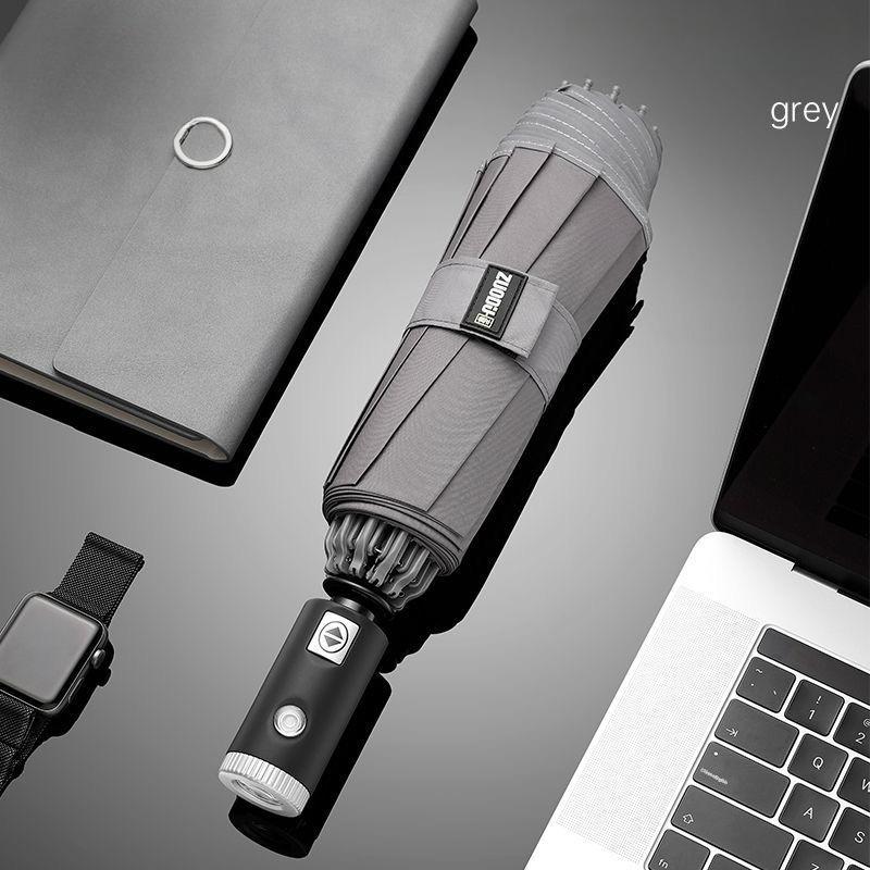 Fully Automatic Sun Umbrella With Flashlight Men's Enlarged Anti-ultraviolet Sunny and Rainy Dual-use Car-mounted Umbrella