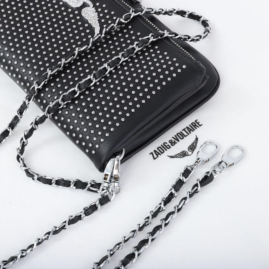 2025 Nová dámská crossbody kabelka-clutch s kamínky a křídlem