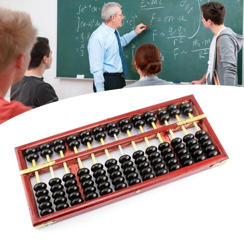 Traditional Wood Abacus 13-Digit Abacus Children Mathematical Calculation Tool 13-Column 7 Beads Abacus Calculator