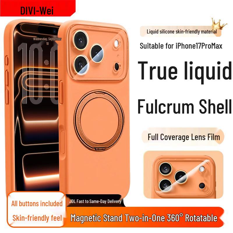 DIVI Liquid Silicone Case for iPhone 17 Pro Max with 360° Rotating Stand iPhone 17 Pro Max