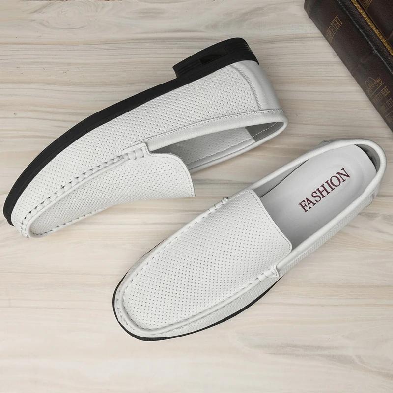 Fashion Genuine Leather Mens Shoes New Design Casual Loafers Slip-on Business Dress Shoes Comfortable Driving Footwear Classic Moccasins