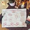 1Pc Cotton Christmas Cover Cloth Photography Props Christmas Pattern Decorative Cloth Embroidery Meal Mat Background Cloth