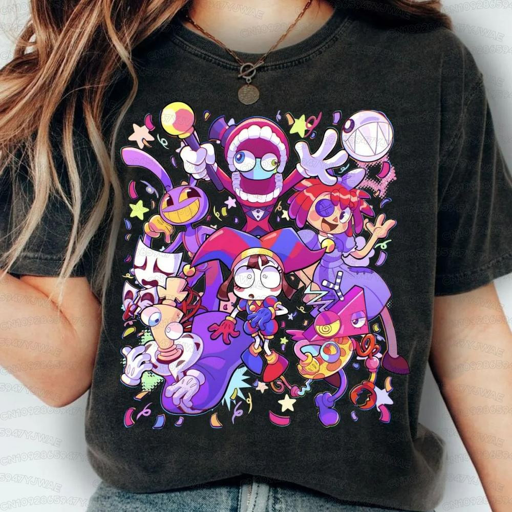 Der Erstaunliche Digitale Zirkus Damen Herren Kurzarm Sommer Polyester Y2K Kleidung Mode Bequem Lässig Oberteile T-Shirt XL purple