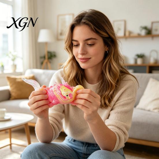 Fish-Shaped Decompression Gadget Fish Squeeze Toy Slow-Rising TPR Fidget for Stress Pinch Ball Relief Cute Kids Adults Soft Elastic