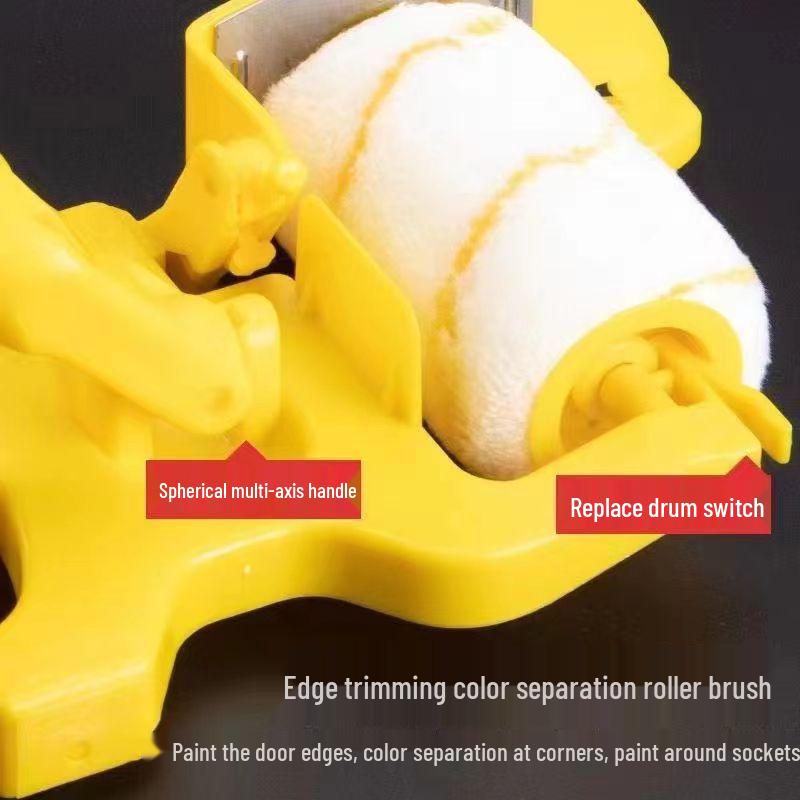Multifunctional Edging & Color Separation Roller Brush for Latex Paint - Fine Bristle, No Dead Angle Tool for Wall Painting.