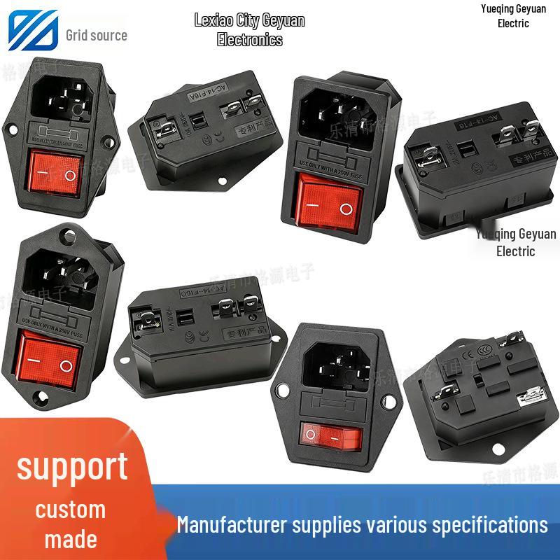 Three-Pin AC Power Socket AC05 with Screw Holes, Card-Type Figure-of-Eight Tail, Female Socket