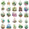 10/50pcs Cute Green Glasshouse Stickers Waterproof DIY Flower Plant Sticker Pack for Watercup Laptop Scrapbook Notebook Diary Stickers