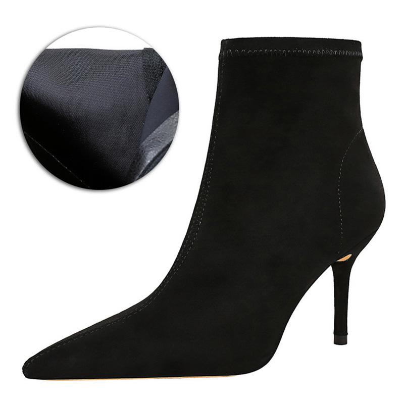 Shoes Leather Boots Women High-Heeled Boots Keep Warm Winter Boots Pointed Toe Stiletto High Heels Women Ankle Boots