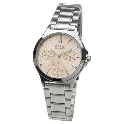 Standard Calendar Analog Watch with Metal Bracelet Women's Day/Date LTP-V300D-4A (Baby Pink)