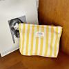 Stripe Canvas Cosmetic Bag Large Capacity Travel Toiletry Organizer for Women Portable Makeup Storage
