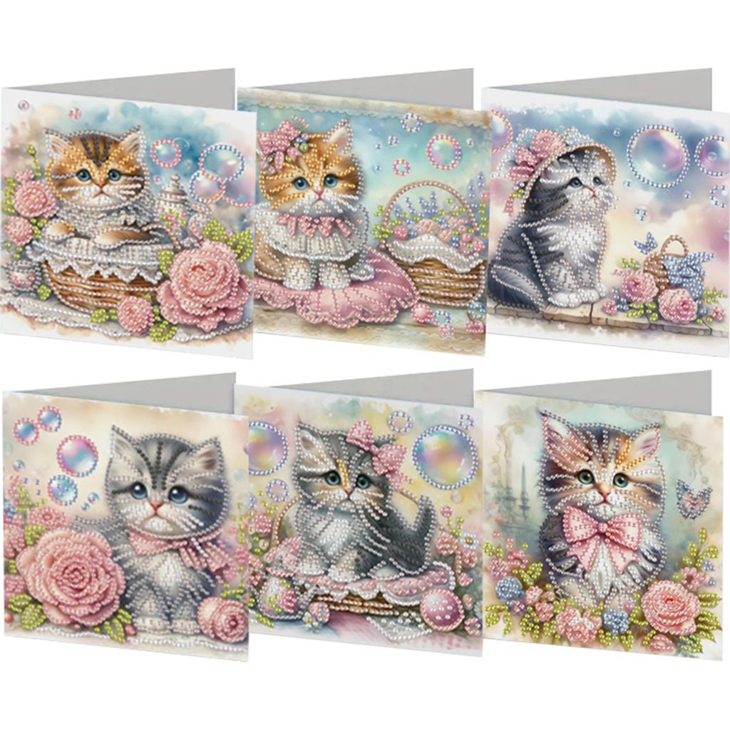 6Pcs DIY Diamond Painting Greeting Card Set Rhinestone Diamond Art Mosaic Postcards for Friend Family Lover