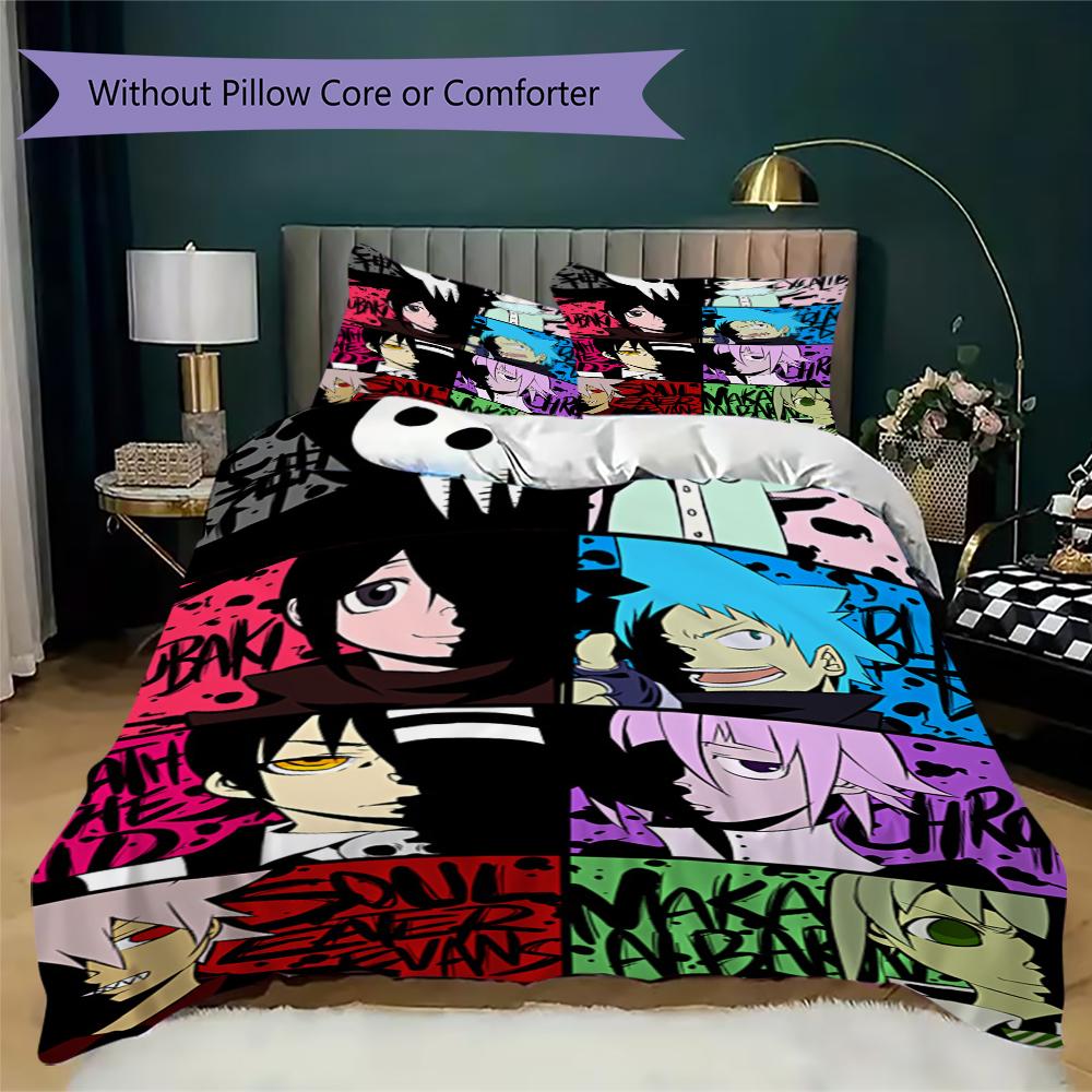Soul Eater Pattern Bedding uilt Set uilt Cover Pillowcase Home Decoration Birthday Gift (1 * duvet cover + 2 * pillowcase without core)173