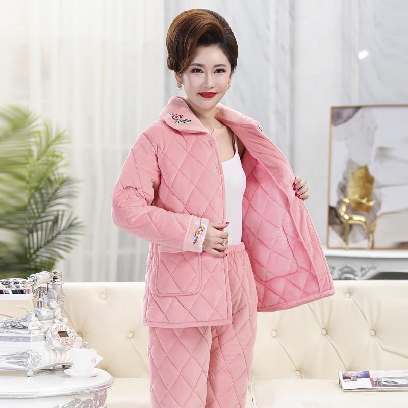 Langsha Women's Coral Fleece Quilted Pajama Set