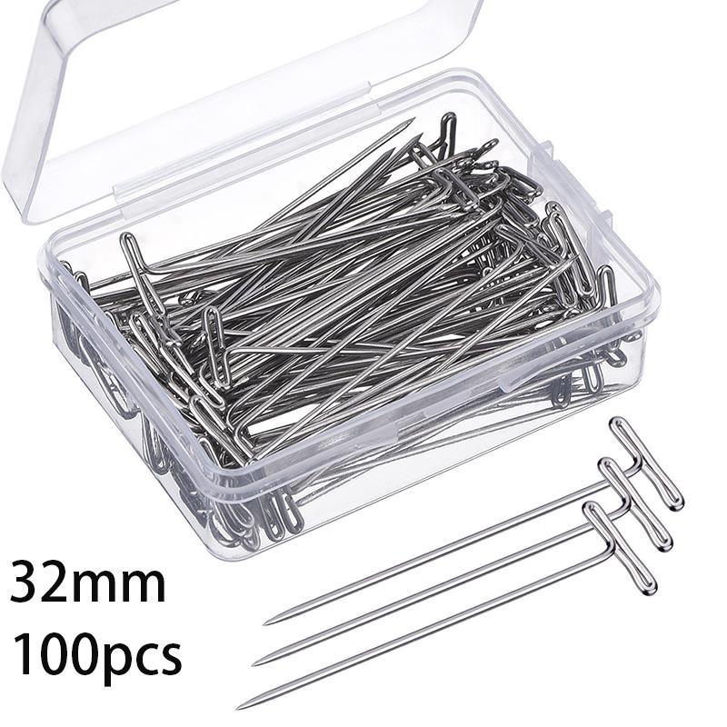 T Pin Needles Wig Making T Pins For Blocking Knitting T-Pins Stainless Steel Sewing Positioning Needle 50/100Pcs 27/32/38/51MM