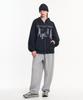 Moo Graphic Balloon Over Zip-Up Hoodie - Black