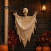 Scary Hanging Skeleton for Yard Halloween Mummy Decoration with Sounds, 31.5 Inch Voice Activated Glowing Eyes Horror Party Decor Skull Haunted House
