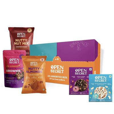 Cadouri Secrete de Ziua Mamei | Combo de 5 | Fructe Uscate, Cadouri Festive pentru Familie și Prieteni, Fursecuri, Brownie cu o Cutie de Sărbătoare