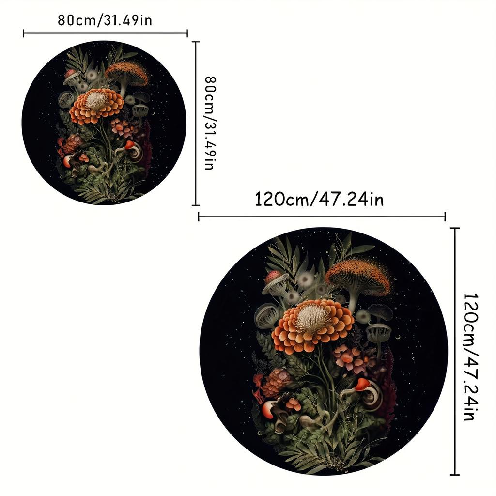 Mystical Mushroom Starry Sky  Pattern Round Shape Floor Mats Kitchen Hallway Runner Rug Bedroom Living Room Soft Carpet Non-slip Area Rug