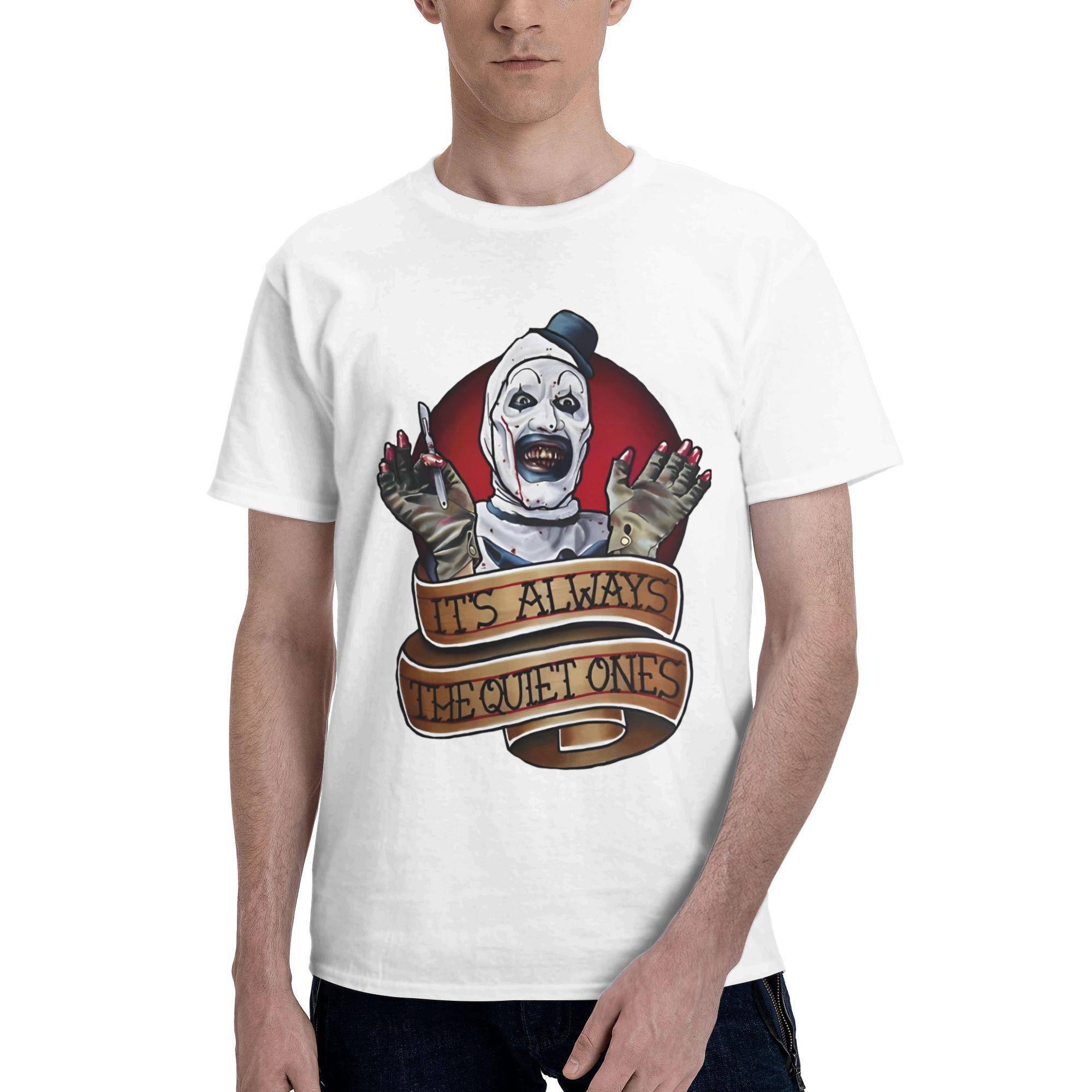 

Смешные ретро футболки Terrifier на Хэллоуин для мужчин и женщин, с круглым вырезом, из чистого хлопка, с коротким рукавом, больших размеров S
