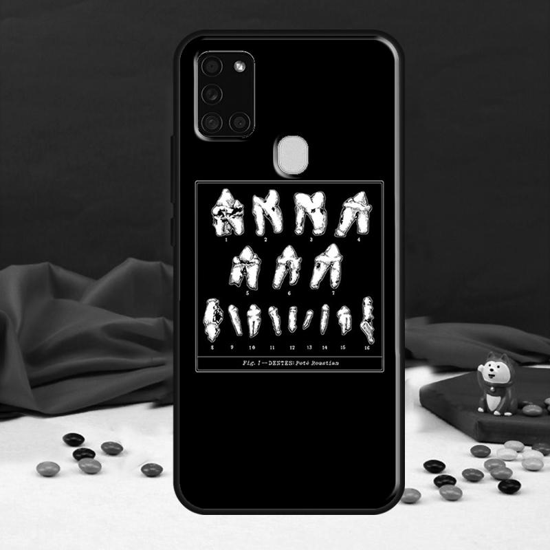 Zahnarzt Zahn Muster Hülle für Samsung Galaxy A34 A54 A14 A12 A22 A32 A52 A51 A71 A50 A53 A73 A13 Rückseite