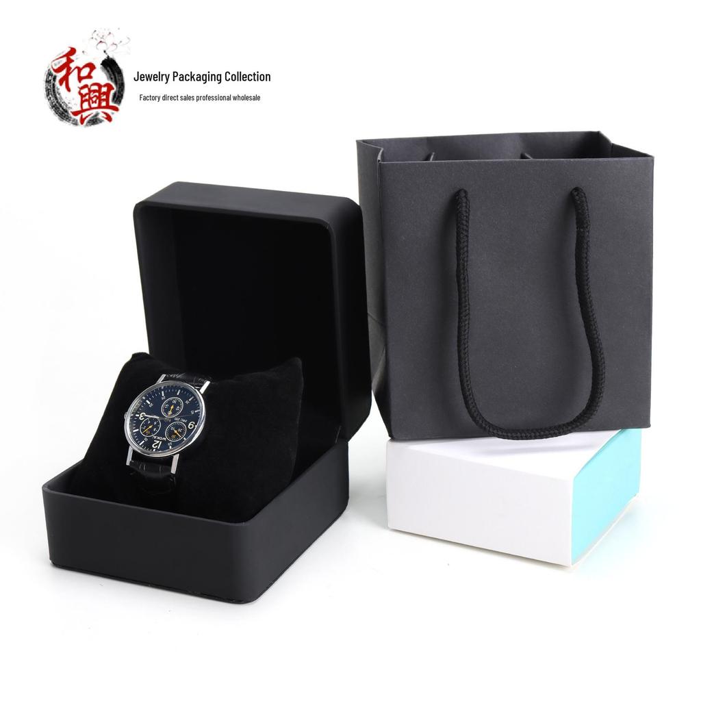 Men's Rounded Matte PU Leather Watch and Jewelry Storage Box