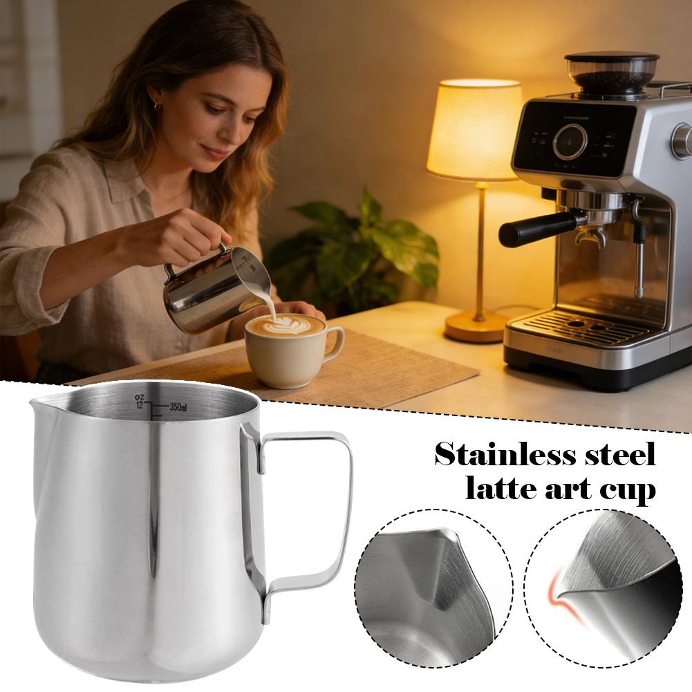 Stainless Steel Coffee Latte Art Mug Milk Creamer Frothing Pitcher With Scale Coffee Needle Nosed Cup Home Coffee Latte Mug