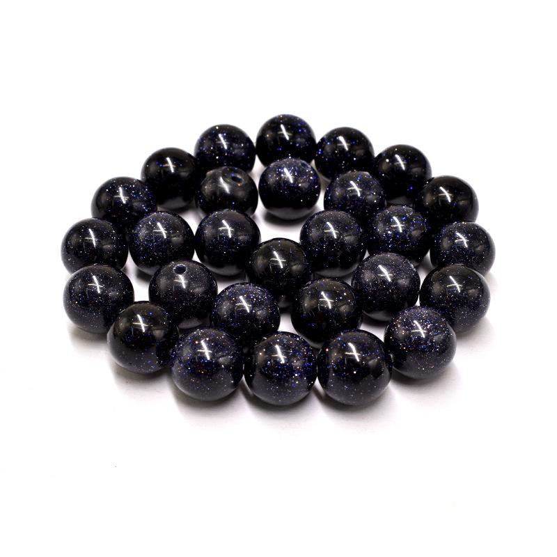 Blue SandStone Round Loose Stone Beads 15" Strand Charms for Bracelets 4 6 8 10 12MM Fashion Accessories