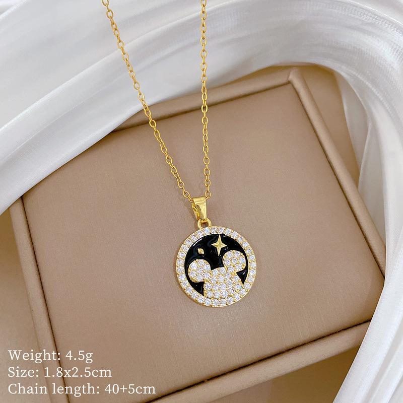 Copper Micro-Inlaid Cross Fashionable Light Luxury Temperament Gorgeous Full Diamond Necklace Female Versatile Collarbone Chain Titanium Steel