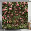 Rural Brick rock and plant landscape Shower Curtain, Floral  Decorative Bathroom Curtain, polyester Shower Curtain with Hooks
