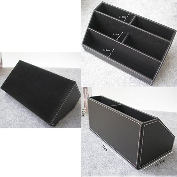 Home Office Wooden Struction Leather Multi-function Desk Stationery Organizer Storage Box, Pen/Pencil ,Cell Phone, Business Na