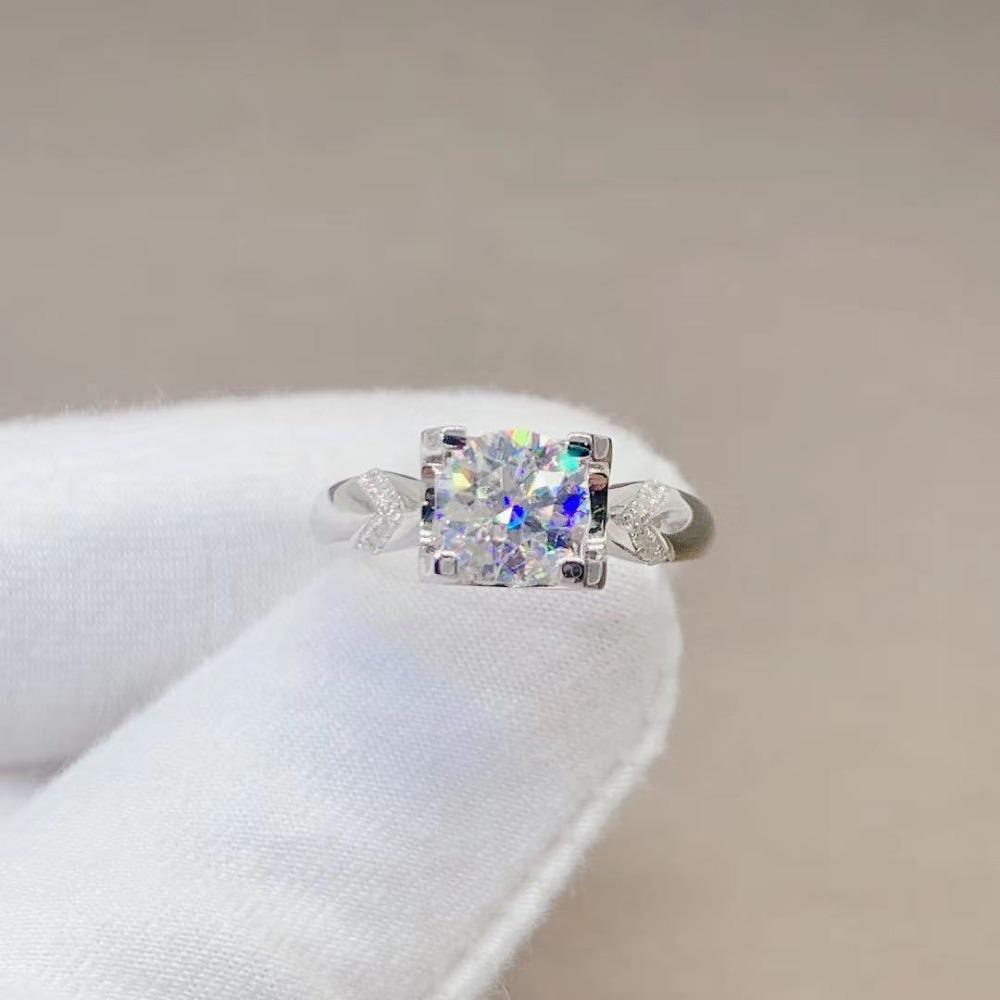 Simulated Diamond Open Ring PT950 Gold Plated Swallow Tail Moissanite Engagement Ring for Women adjustable