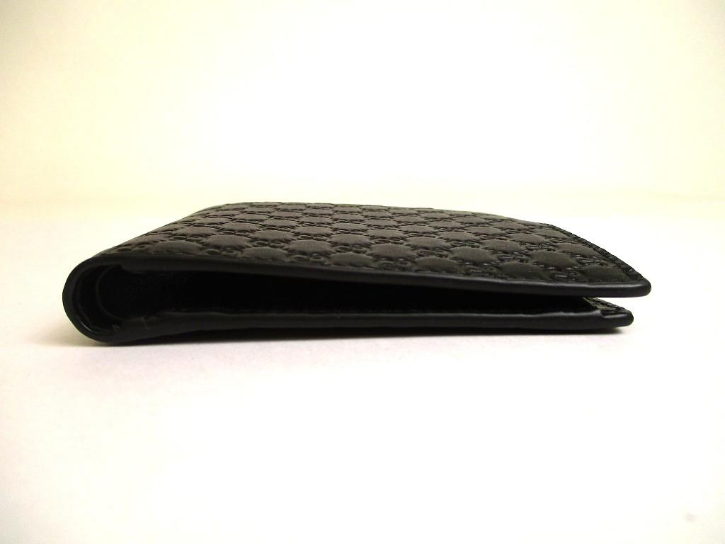 Authentic GUCCI GG Guccissima Black Signature Leather Bifold Wallet #a836  Refurbished