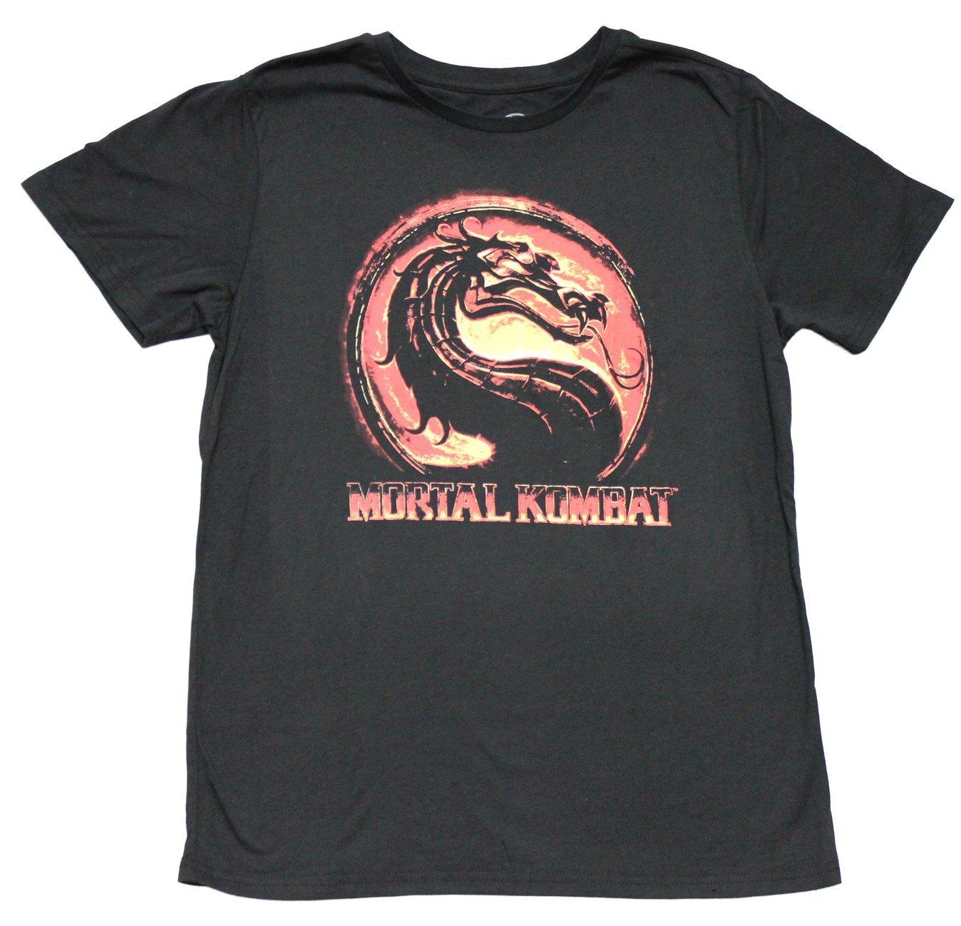 Mortal Kombat New Adult T-Shirt - Fiery Logo Name Across Bottom M