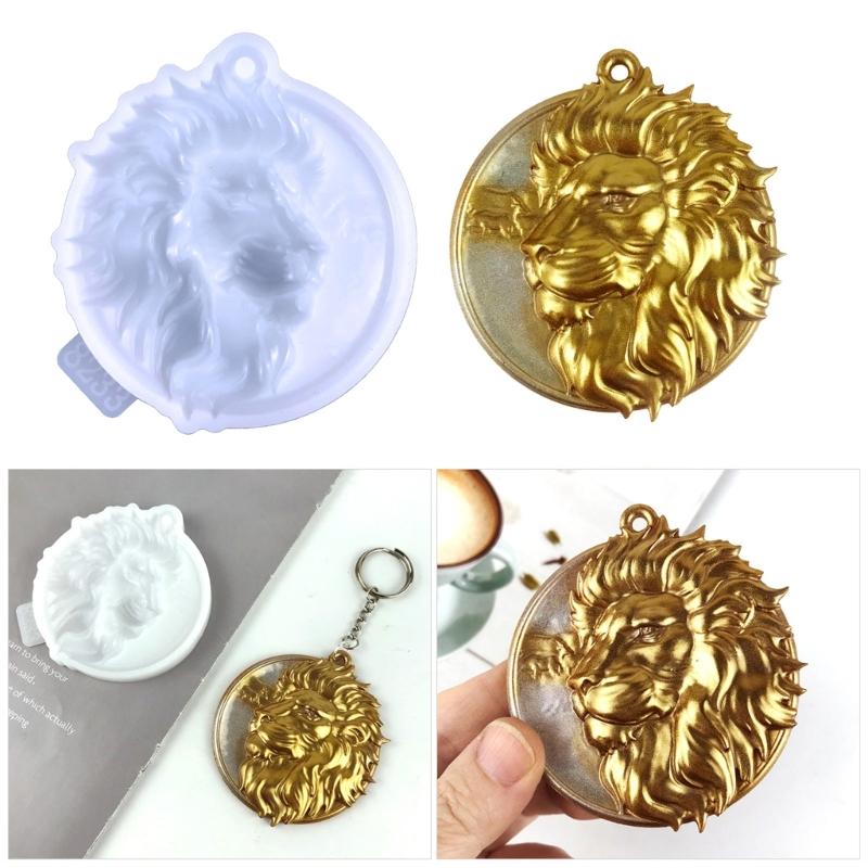 DIY Semi-stereoscopic Lionhead Keychain Silicone Epoxy Mold DIY Ornaments Pendant Crafting Mould for Valentines Gift