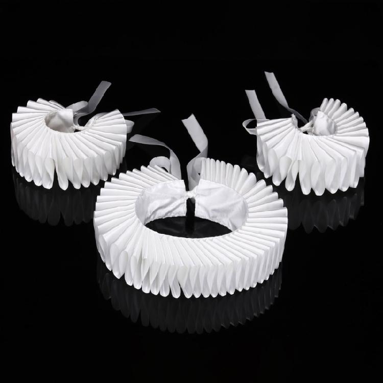 Renaissances Webbing Ruffled Choker Necklace Clown False Collar and Cuffs Set for Theatrical Props and Cosplay Costume