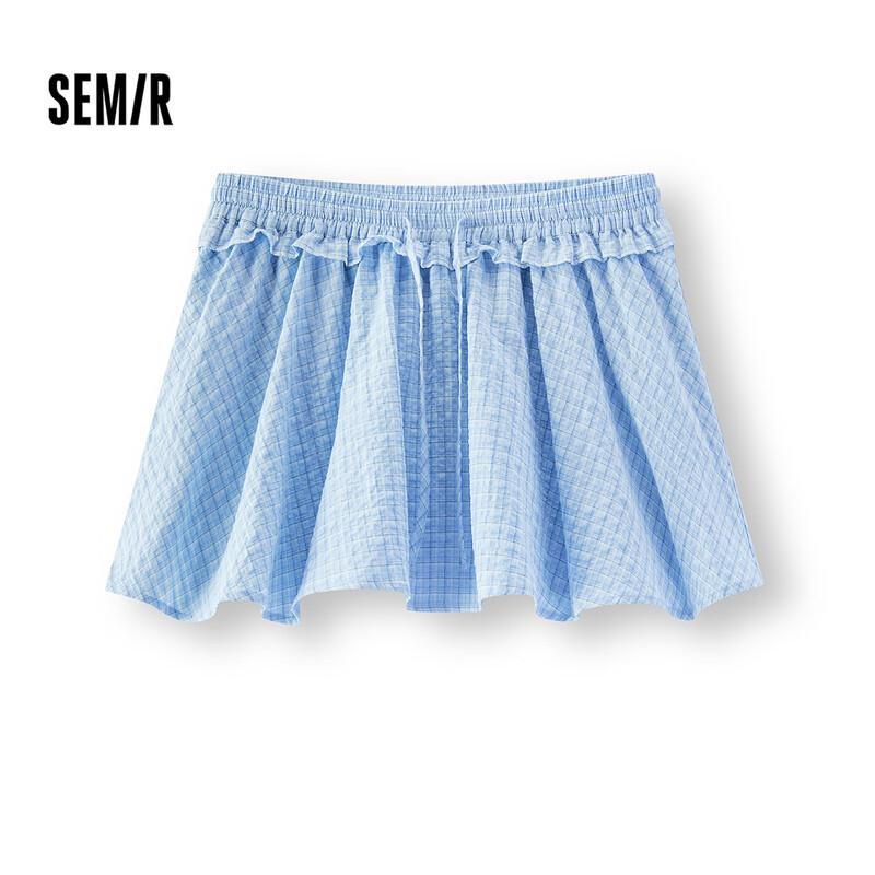 Semir Women s High-Waist Plaid Ruffle Short Skirt XS