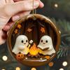 Halloween Ghost Campfire Ornament Acrylic Ghost Bonfire Gathering Hanging Decoration for Halloween Party Home Decor