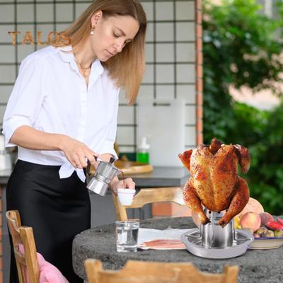 Bierdosen-Hähnchenbräter mit Aromabehälter, Geflügelbräter aus Edelstahl für Grill und Ofen, Aroma-Infusionsständer für Bier und Gewürze