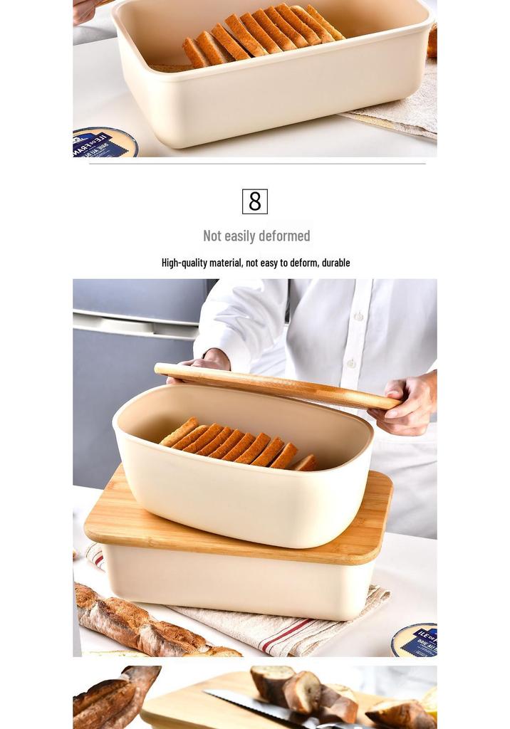 Nordic Bread Box: Large Capacity with Wooden Lid & Cutting Board