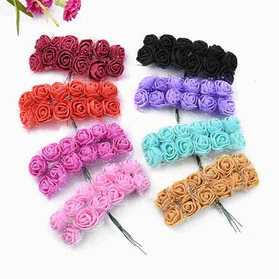 50 Pcs/bag Foam Simulation Rose Wedding Candy Gift Box Garland Hug Bear Rose Decoration